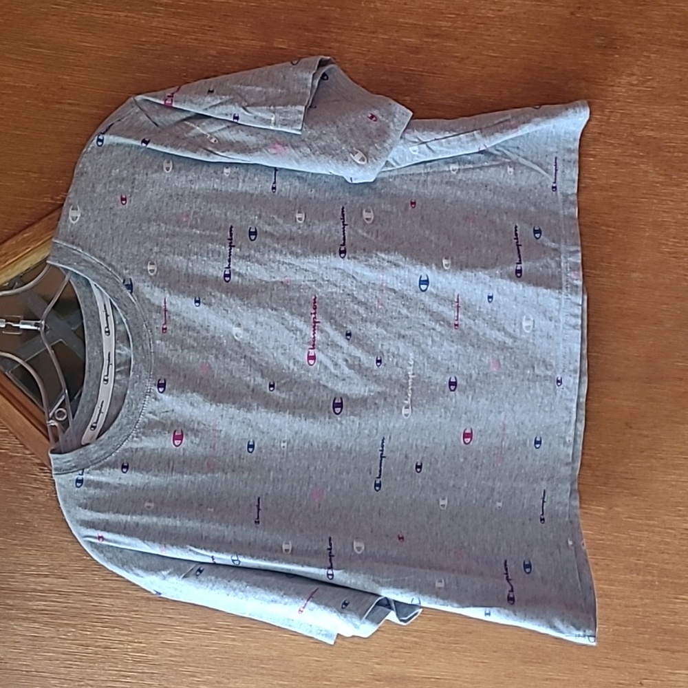 Champion Women’s Grey Logoed Crop Top (size L)